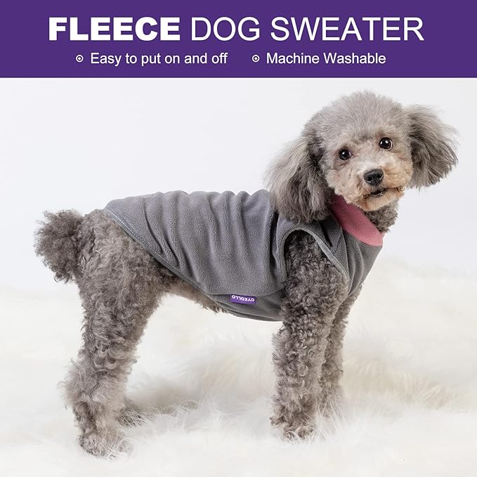 cyeollo 2 Pack Dog Sweater Fleece Vest Pullover Dog Sweatshirt Reflective Lightweight Pet Clothes for Large Dogs Girl Pet Apparel Size XXXL Pink & Grey