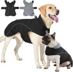 HEYWEAN Dog Winter Coat - Waterproof Windproof Reflective Vest for Medium & Large Breeds Adjustable Warm FleeceLined Jacket with Magic Tape & D-Ring for Leash Cold Weather Apparel (Black, Small)