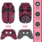 Warm Winter Coat - Sports Dog Jacket, Reflective & Adjustable, Waterproof & Windproof for Small Dogs (Purple)