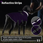 Dogcheer Dog Coat with Harness, Waterproof Dog Jacket Adjustable Pet Winter Coat with Zipper, Christmas Puppy Snow Jacket Fleece Sweater for Small Medium Large Dogs - Purple 3XL