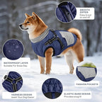 Mosucoirl Warm Dog Coats Pet Clothes, Waterproof Dogs Jacket Reflective Pet Outfits Winter Dog Cold Weather Coat Cozy Snow Jackets Vest for Small Medium Large Dogs Puppy Doggie (NavyBlue, M)