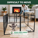 FXW Pawadise Acrylic & Wire Mesh Indoor Dog Playpen, Heavy Duty 32 Inch 8 Panels Metal Dog Pen for Small and Medium Dogs, Black│Patented