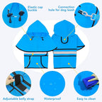 Dog Raincoat - Waterproof Doggie Rain Jacket with Leash Hole, Lightweight Hooded Pet Poncho Slicker (Medium, Blue)