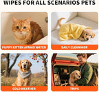 Pet Glove Wipes for Dogs and Cats, Cleaning & Deodorizing Grooming Gloves for Daily Care and Traveling, Dog Wipes Washing Gloves Rinse Free, 54 PCS