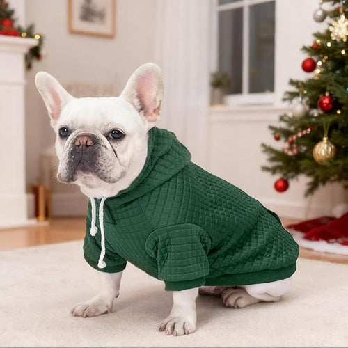 2 Pack Dog Hoodie Sweaters for Small Medium Dogs Warm Dog Clothes for Large Dogs Soft Waffle-Like Laminated Sweatshirt Bulldog (Dark Green+Wine Red, 3XL (Back: 29.5",Chest: 36.5", Neck: 27"))