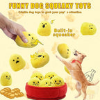 Dog Squeak Toys, 6 Pack Chicken Nugget Dogs Push Toys Interactive Puppy Toys Bark Box Toys Dog Chicken Toy to Keep Them Busy