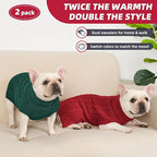 2 Pack Dog Sweaters for Medium Dogs Turtleneck Pullover Cable Knit Stretch Clothes French Bulldog Dachshund Boston Terrier Corgi Beagle Pug Boy Girl Pets Winter Clothes (L, Red & Green)