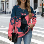 Women's Cat Printed Sweater Oversized Cable Knit Long Sleeve Christmas Clothes Casual Autumn Winter Fashion Tops