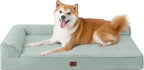 EHEYCIGA Memory Foam Dog Bed Large Sized Dogs, Pet Bed for Large Dog for Crate with Waterproof Liner, Pet Couch Bed Orthopedic with Washable Removable Cover, 35x23x6 Inches, Greyish Green