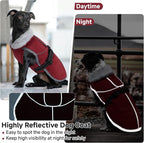 Lelepet Warm Dog Winter Coat Reflective Dog Jacket Fleece Vest Waterproof Windproof Cold Weather Coats with Adjustable Buckle Plush Turtleneck Pet Snowsuit for Small Medium Large Dogs,Pug,Beagle,L
