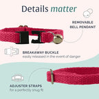Hepper Hemp Safety Breakaway Cat Collar with Bells - Adjustable Large to Small Kitten Collar with Bell - Cat Collars for Girl Cats/Cat Collars for Boy Cats - Minimalist Cute Cat Collar with Cat Bells