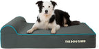 The Dog’s Bed Orthopedic Headrest Dog Bed Large Grey/Blue, Memory Foam, Pain Relief for Arthritis, Hip & Elbow Dysplasia, Post Surgery, Lameness, Waterproof Washable Cover