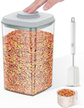 4.2Qt Airtight Dog Cat Food Storage Container and Dog Treat Containers BPA-Free, PET Clear Stackable Pet Storage Bin, 1 Cup Scoop, 1 Sponge cleaning brush, Pop Top, With handle -1Pack