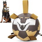QDAN Wolf Dog Toys Balls with Straps - Durable Dog Balls for Large Dogs, Beach Pool Dog Water Toy, Dog Tug Toys for Tug of War, Puppy Dog Birthday Gifts (8 Inch)