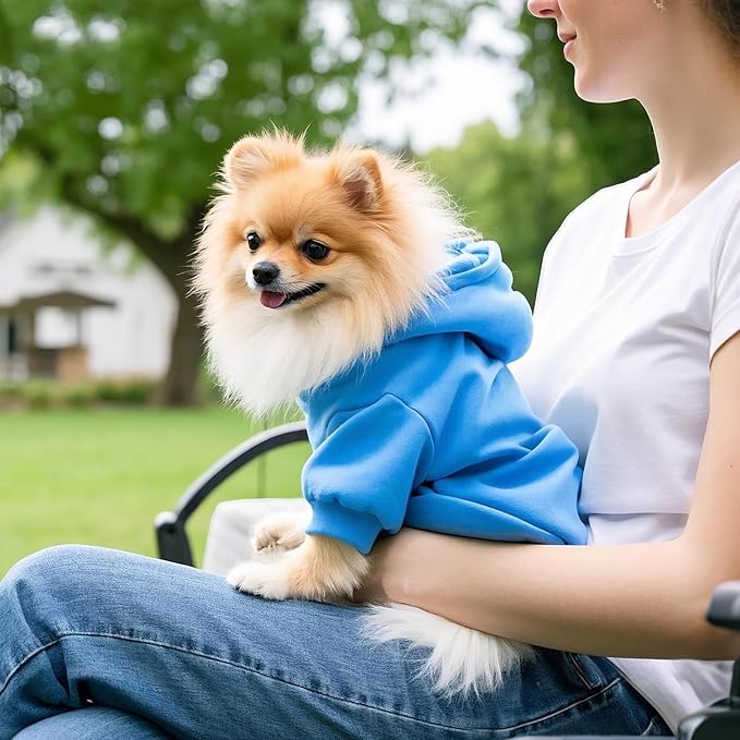 Idepet Pet Dog Hoodies 2 Pack with Pocket, Dog Outfits for Small Pets Chihuahua Clothes Warm Coat Jacket Autumn Puppy Sweatshirt Cats Clothing