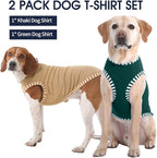 IECOii 2 Pack Dog Shirt for Large Dogs | Pullover T-Shirts, Sun Protection in Outdoor, Sleeveless Tank Top for Large Breeds, Khaki+Green, 3XL