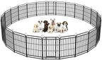 Square Steel Pipe Dog Fence Outdoor 24 Piece Panels 40" Height Anti-Rust Heavy Duty Dog Playpen with Doors Portable for Yard RV Camping, Total 54FT, 227 Sq.ft, Snowy Black
