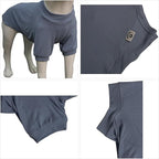 Lovelonglong Ribbed Dog T-Shirt Cotton Knitted Dog Sweaters for All Season Pet T-Shirts for Large Medium Small Dogs Grayish Blue 2XL