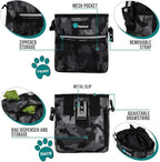 PetAmi Dog Treat Pouch, Pet Treat Pouch for Training, Dog Walking Bag Holder for Kibbles, Pet Food Toy, Dog Trainer Essentials Supplies, Poop Bag Dispenser, 3 Ways to Wear (Camo Black)