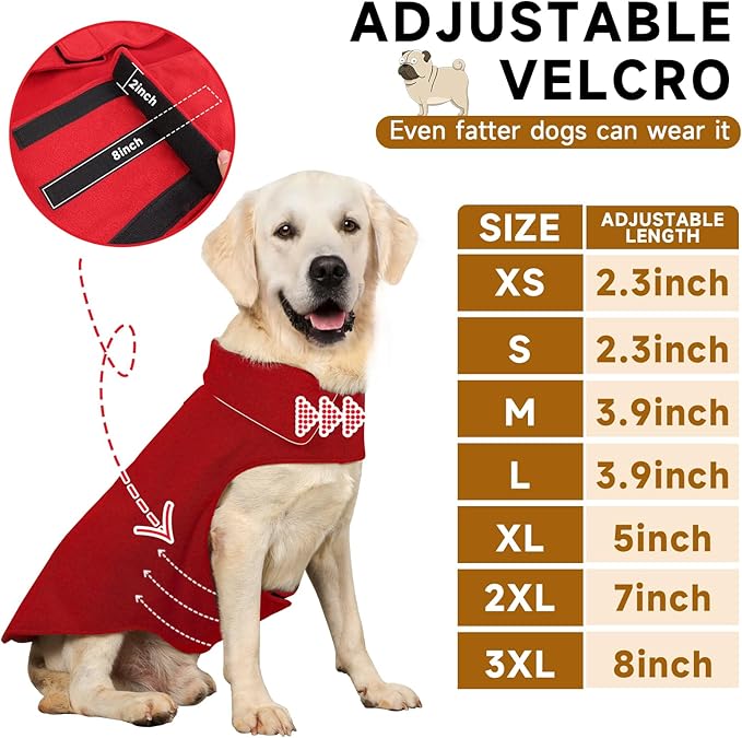 Fleece Dog Coat Pet Jacket Reflective for Cold Weather for Extra Large to Small Pets(Red,M)