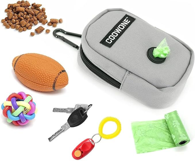 COOWONE Dog Treat Pouch with Clip, Treat Pouches for Pet Training, Small Dog Treat Container Treat Bag for Leash, Waterproof Dog Treat Bag, Hands-free Training Pouch