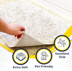 Muddy Mat® AS-SEEN-ON-TV Highly Absorbent Microfiber Door Mat and Pet Rug, Non Slip Thick Washable Area and Bath Mat Soft Chenille for Kitchen Bathroom Bedroom Indoor and Outdoor - White 24" x 72"