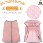 Queenmore Winter Coat, Fleece Puffer Down Vest, Cold Weather Pet Jacket, Waterproof Reflective Reversible Sweater Clothes for Small, Medium and Large Dogs (Light Pink, XL)