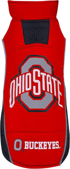 NCAA Ohio State Buckeyes Puffer Vest for Dogs & Cats, Size Large. Warm, Cozy, and Waterproof Dog Coat, for Small and Large Dogs/Cats. Best NCAA Licensed PET Warming Sports Jacket