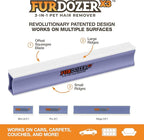 FurDozer Pet Hair Remover & Auto Detailing Tools - Cat & Dog Hair Remover for Carpets, Car Interiors, Couches, Bedding, & Pet Furniture (Purple, X3 MEGA - 10" Long)