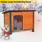 AIVITUVIN Outdoor Heated Dog House Anti Chewing Iron Frame Insulated Dog Kennel with Heating Pad Weatherproof Shelter （Brown,XL）