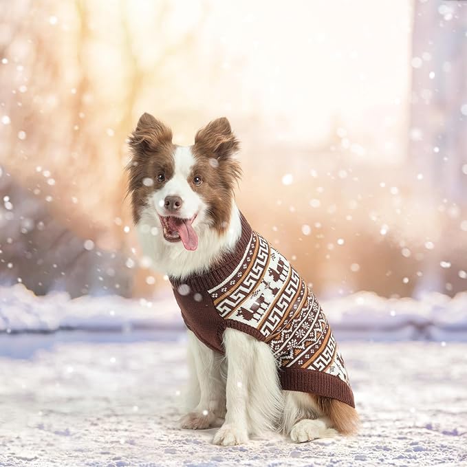 SCENEREAL Turtleneck Dog Sweater for Small Medium Large Dogs Girls Boys, Knit Pet Pullover Puppy Clothes Cold Weather Coats, Holiday Outfits Sweatshirt for Christmas, Khaki S