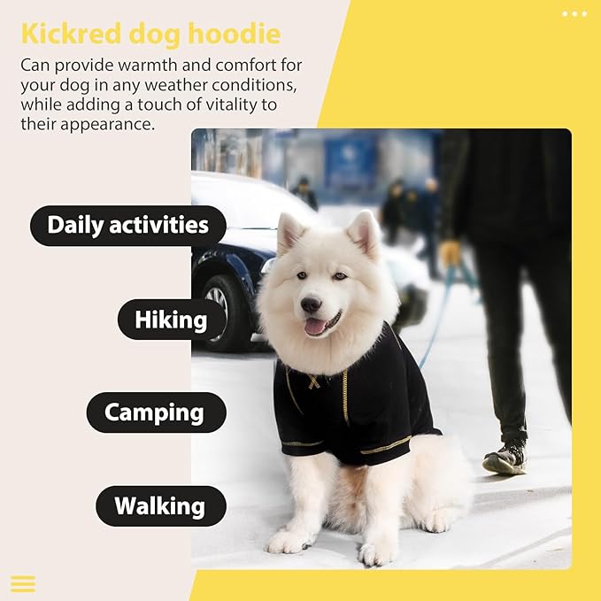 Basic Dog Hoodie Sweatshirts, Pet Clothes Hoodies Sweater with Hat and Leash Hole, Soft Cotton Outfit Coat for Large Medium Small Dogs, Black (X-Large)
