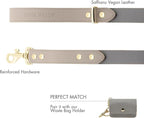 Nina Woof London Vegan Leather Dog Lead (4ft) Padded Luxury - Large & Medium Dogs, Ideal Long Leash (Grey Over Beige)