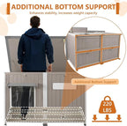 55"L Dog House Outdoor Large Breed Extra XL Wooden Dog House with Weatherproof Asphalt Roof, All-Around Iron Frame, Removable Floor, Openable Top Roof, Air Vents Window for Medium to Large Dogs