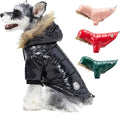 PINA Dog Winter Coat with Faux Fur Hood, Windproof and Warm, Suitable for Small to Large Dogs, Black, XL
