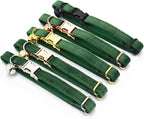 Colorful Cute Cat Collars for Boys Cats, Optional Bowtie,Cat Collar Personalized with Name Tag & Bells,Soft Durable Custom Kitten Collars for Small Large Cats (Peacock Green)