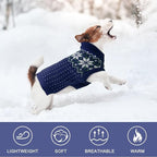 Kuoser Dog Sweater, Holiday Christmas Snowflake Pet Warm Knitwear Dog Sweaters Soft Puppy Clothing, Doggie Turtleneck Cold Weather Outfit Pullover for Small Medium Large Dogs Cats, Blue XL