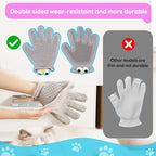 Pet Grooming Gloves Suitable for Long- and Short-Haired Dogs and Cats. Double-Sided, Two-in-One, Pet Hair Removal Gloves for Depilating and Massaging Cats and Dogs. Upgraded Five-Finger Design.