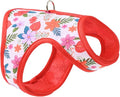 Mile High Life Dog Harness, Air Mesh Floral Vest Harness for 20 lbs Small Dogs & Cats, Easy Get on Adjustable Easy Closures Both Neck and Chest(Red Flower, XS Chest 14"-16")