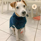 KYEESE Dog Sweater with Leash Hole for Small Dogs Male Warm Pullover with Reflective Yarn Soft Knit Pullover Boy Dog Coats Cozy Lightweight Thick Sweater Pet Indoor Outdoor Wear,Navy Blue,Small
