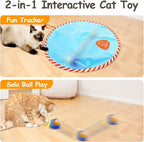 Migipaws Interactive Cat Ball Toy Set, Fun Tracker, Glowing Chase Ball with MystiChaser Pouch, Fluffy Tail, A Small Mice(Blue)
