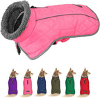 Fragralley Dog Coat Large, Waterproof Dog Jacket with Warm Fleece Lining, Adjustable Reflective Dogs Winter Coat, Turtleneck Pet Coats for Cold Weather (Pink XXXL)