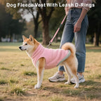 Idepet 2 Pack Dog Fleece Vest Sweater Warm Pullover Jacket with D-Ring Leash Reflective Winter Coat Hoodie for Puppy Cat French Bulldog Pug Chihuahuas Yorkies Dachshunds(Purple&Pink,X-Large)