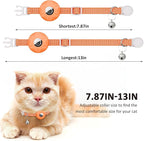 2 Pack Airtag Cat Collar,Reflective Kitten Collar Breakaway with Apple Air Tag Holder and Bell for Girl Boy Cats, Lightweight Adjustable for 7.87-13"" (Luminous Green&Orange)