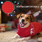 Kuoser Dog Sweater, Holiday Christmas Snowflake Pet Warm Knitwear Dog Sweaters Soft Puppy Clothing, Doggie Turtleneck Cold Weather Outfit Pullover for Small Medium Large Dogs Cats, Red XS