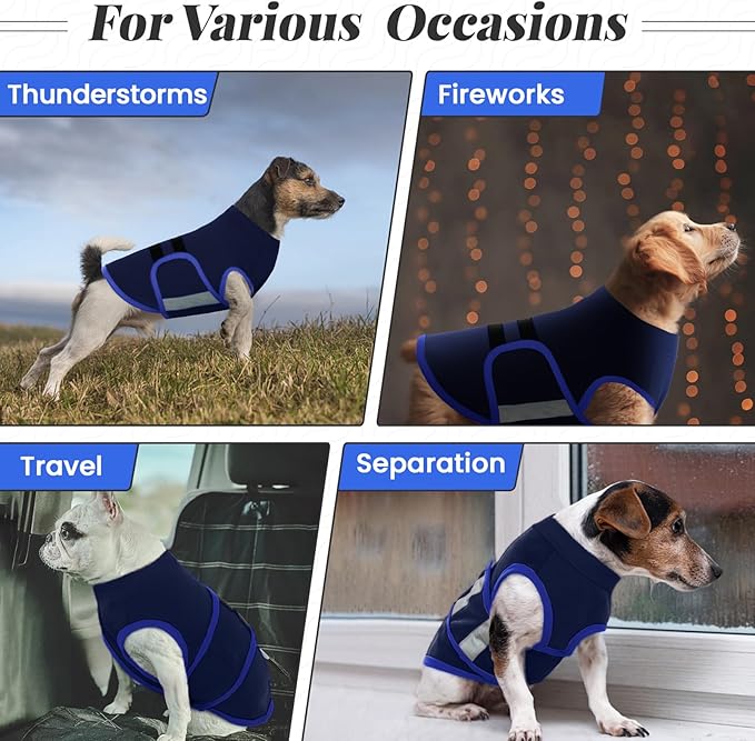 MIGOHI Dog Anxiety Relief Coat,Comfort Anxiety Vest for Dogs,Adjustable Anxiety Calming Wrap for Fireworks,Thunderstorms,Travel, Separation, Dog Anxiety Jacket for Small Dogs,S,NavyBlue