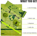 Bone-Shaped Dog Poop Bag Holder for Leash |Dispenser with 15 Leak-Resistant Waste Bags & Carabiner Clip(Green)