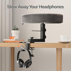 Cat Bed for Desk – Adjustable Metal Cat Bed with Headphone Holder, Scratch-Resistant Pet Shelf for Small Spaces, Modern Desk Cats Perch for Home/Office - Gray