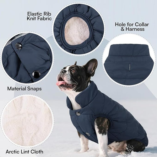ASENKU Dog Winter Coat - Waterproof Windproof Dog Jacket, Warm Snowproof Doggie Puffer Vest for Cold Weather, Lightweight Snow Coats for Small Medium Large Dogs(L, Blue)