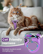 FAYOGOO Cat Harness, Cat Leash and Harness Set for Walking Escape Proof, Harness for Small Cats/Small Dogs, Large Kitten/Puppy Harness and Leash, Harness for Cats S-XXL(Modern Violet, XX-Large)